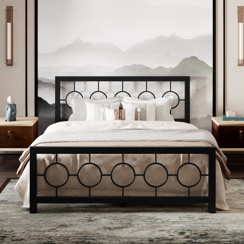 Avren Oriental Vintage Style Metal Platform Bed