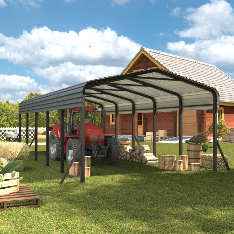 (Incomplete box 1 of 4) 12X 24 FT Metal Carport With Reinforced Base, Heavy Duty Carport Garage With Galvanized Steel Roof And Frame, Metal Carport Upgraded Extra Large Garage For Pickup, Boat, Car And Tractors