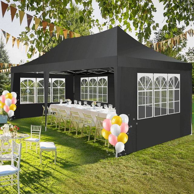 10x20 Pop up Canopy Tents for Parties 3.0, Upgrade Structure Wind & Waterproof Easy Set up UV Blocking with 6 Sidewalls Outdoor Commercial Party Tent Gazebos INCOMPLETE 