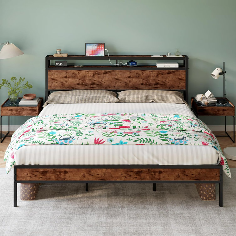 tryston bed frame industrial platform bed with charging station
incomplete 