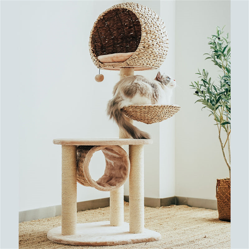 ezlyn handwoven bird nest cat tree with cat hammock, braided cat condo, cat tower for large cats with scratching posts
incomplete 