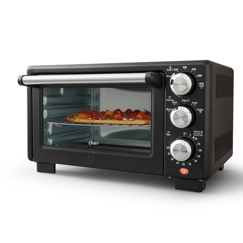 Oster 5-in-1, 4 Slice Countertop Convection Oven in Matte Black