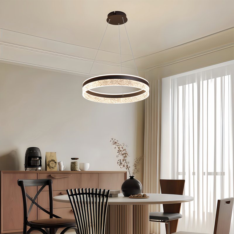19.69" Modern Round Chandelier LED Light Circle Chandelier Round Kitchen Island Pendant Light Remote