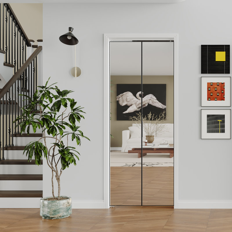 interior bifold door - aluminum single pane mirror design folding door hardware included similar to stock photo (may also be incomplete?)