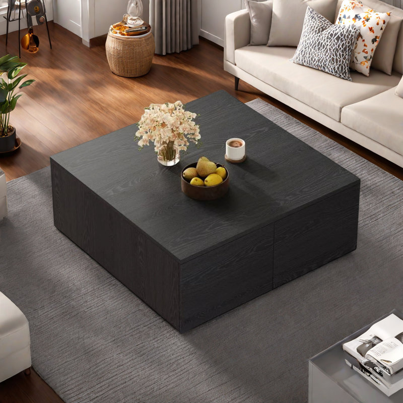 Square Coffee Table With 4 Drawers