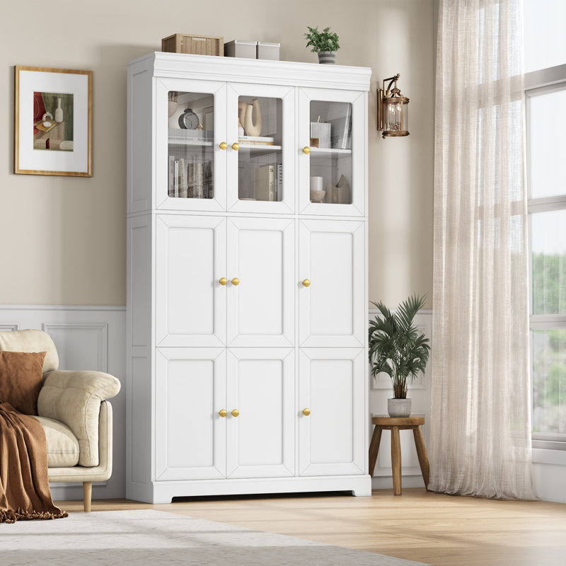 (INCOMPLETE) 71'' H Tall American Style Standard Bookcase with 9 Doors and Adjustable Shelves