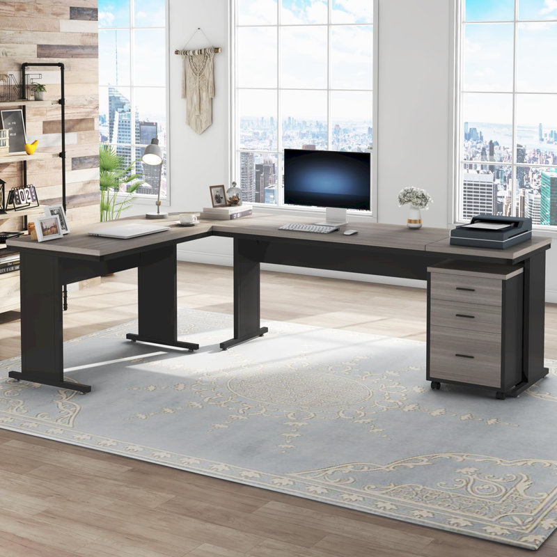 Hodimont L-Shaped Metal Base Executive Desk ( incomplete ) 