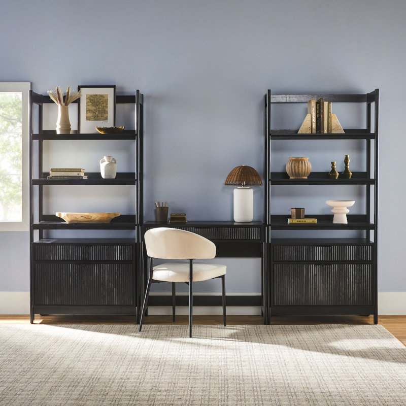 Jorah 3-Piece Transitional Writing Desk With 2 Wide Bookcases(Similar to stock photo, incomplete) 