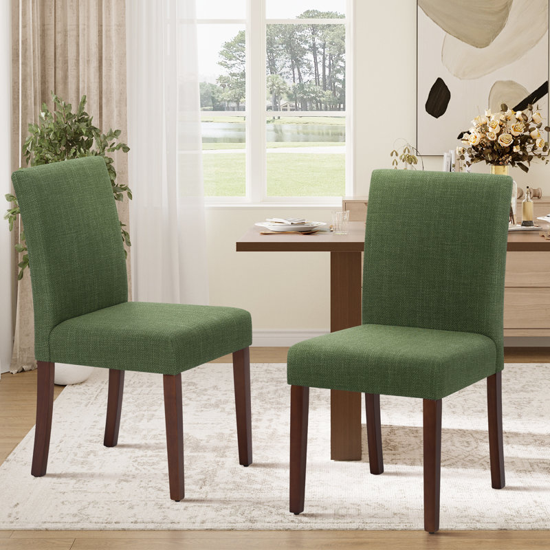 upholstered solid wood fabric parsons dining chair side chair (set of 2)
