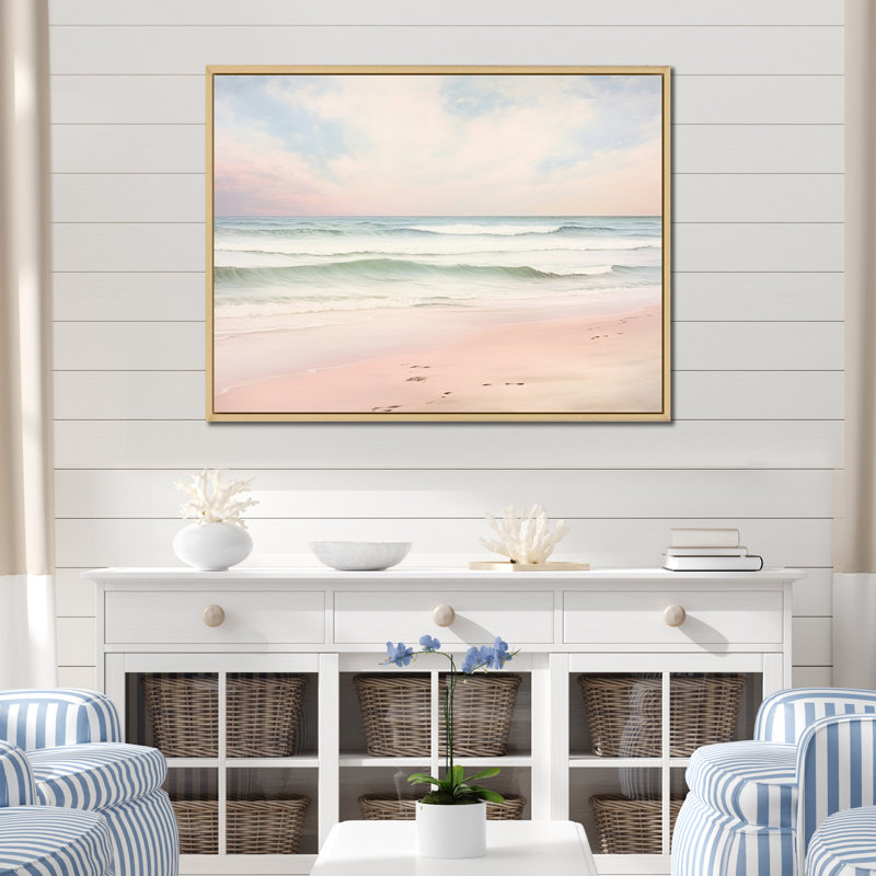 ocean tranquility tender pink pastel sunrise i - coastal beach wall art
