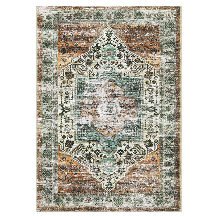 Machine Washable Rug Oriental Area Rugs for Living Room Ultra Soft Non-Slip Rug for Bedroom Foldable Rug for Playroom Office Kitchen