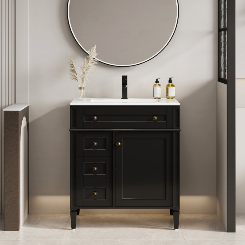 Dayan 30\" Vintage Bathroom Vanity with Sink Top, Faucet, Eco-friendly Hand Paint INCOMPLETE 
