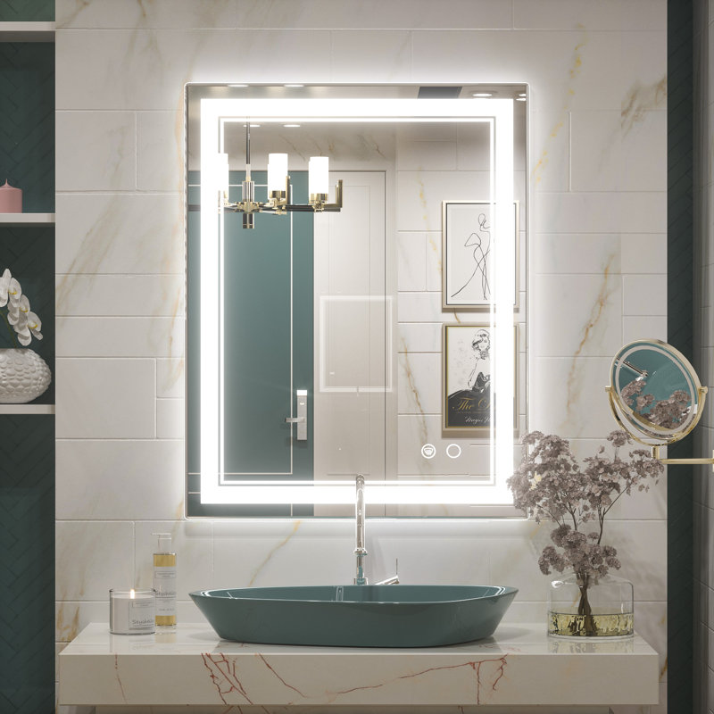 Kaelia LED Lighted Bathroom Vanity Mirror Memory Function Anti-fog Wall Mirror
