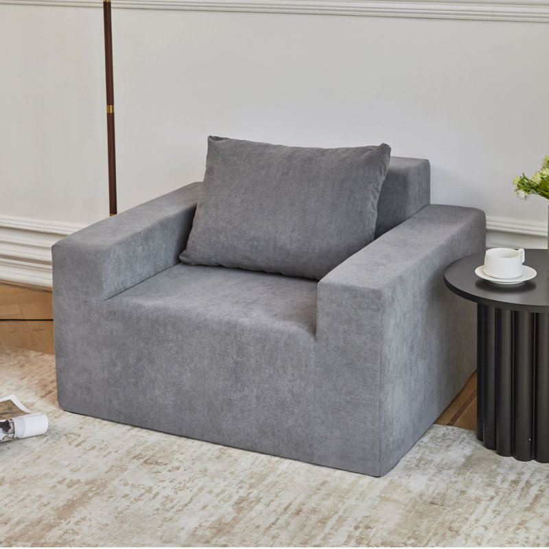 Single Foam Sofa With Armrests,No Installation Easy To Move, Great For Bedroom Apartment Living Room.