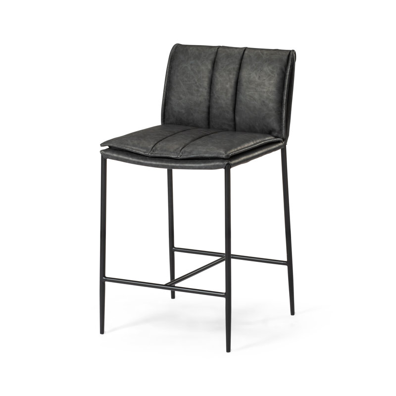 Maven Lane Gerard Stool with Vegan Leather Upholstery
