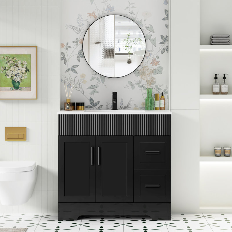 Grazio 36'' Mid-Century Modern Single Bathroom Vanity Set with Sink Top, Zinc Alloy Faucet, Soft-Close Doors, EPA Certified
INCOMPLETE 