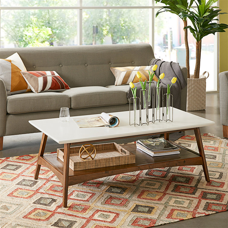Parker Modern Coffee Table with Open Shelf & White Top INCOMPLETE