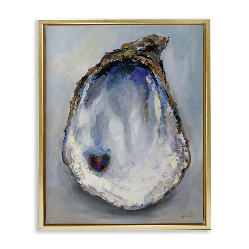 Organic Oyster Shell Framed Floater Canvas Wall Art by Jeanette Vertentes INCOMPLETE 