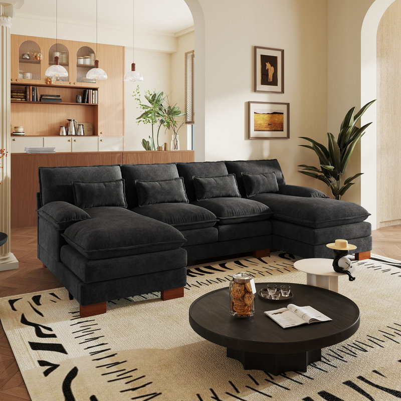 112\" u shaped modern chenille sectional sofa
incomplete 