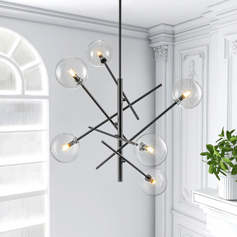 Otar 6 - Light Glass Shaded Sputnik Chandelier INCOMPLETE 