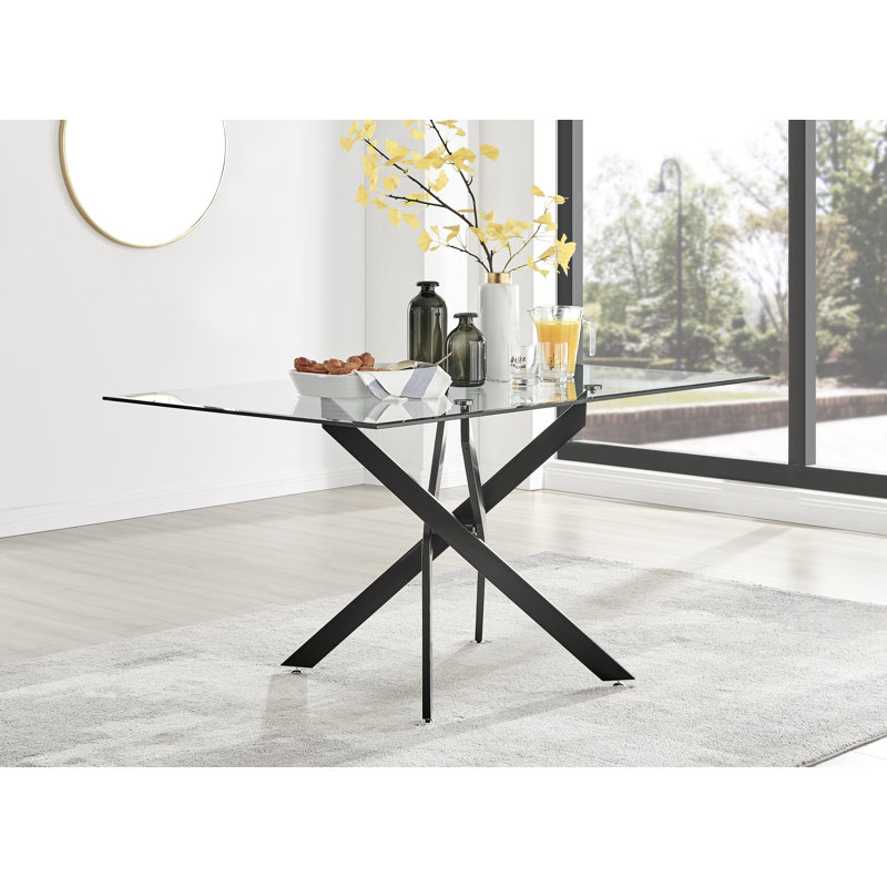 Lenworth Modern Rectangular 4 or 6 Seat Dining Table in Glass and Chrome - Kitchen Table\nINCOMPLETE -legs only