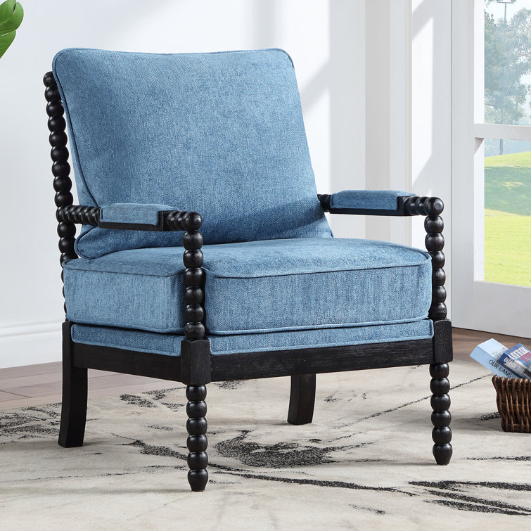 lorentz modern farmhouse accent chair 25.5" wide chenille with turned wood and solid frame