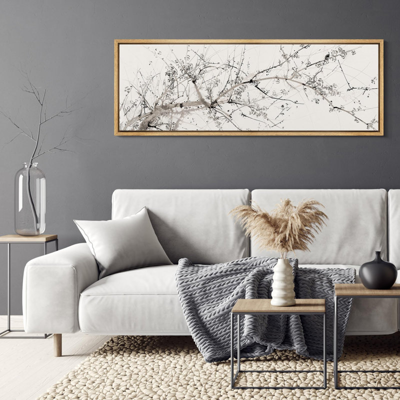Chinoiserie Minimalist Ink Branches Antique Retro Decor Extra Large Artwork Print Wall Art Bedroom INCOMPLETE 