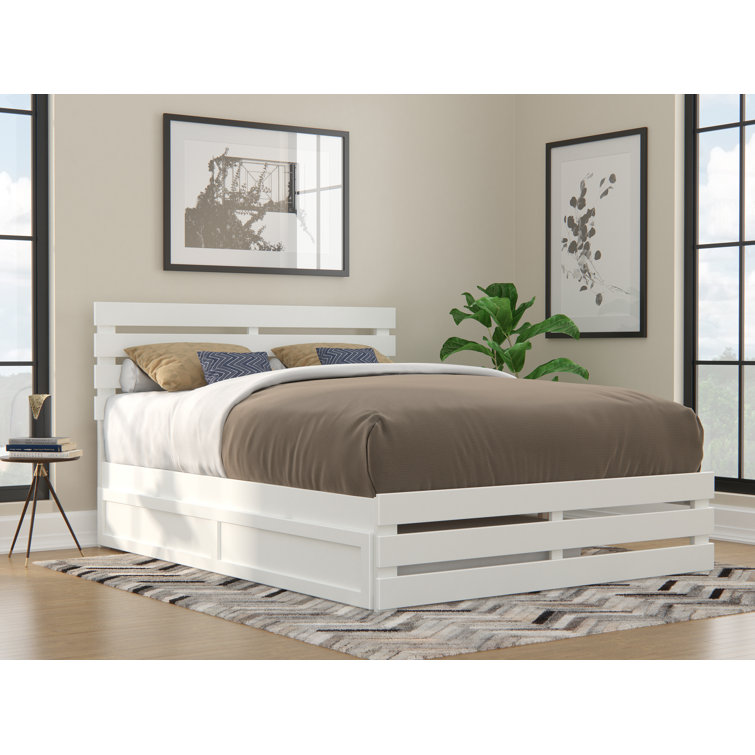 DESIGN MAY VARYPremium Wood Farmhouse Platform Bed with Matching Footboard & Roll Out Trundle
