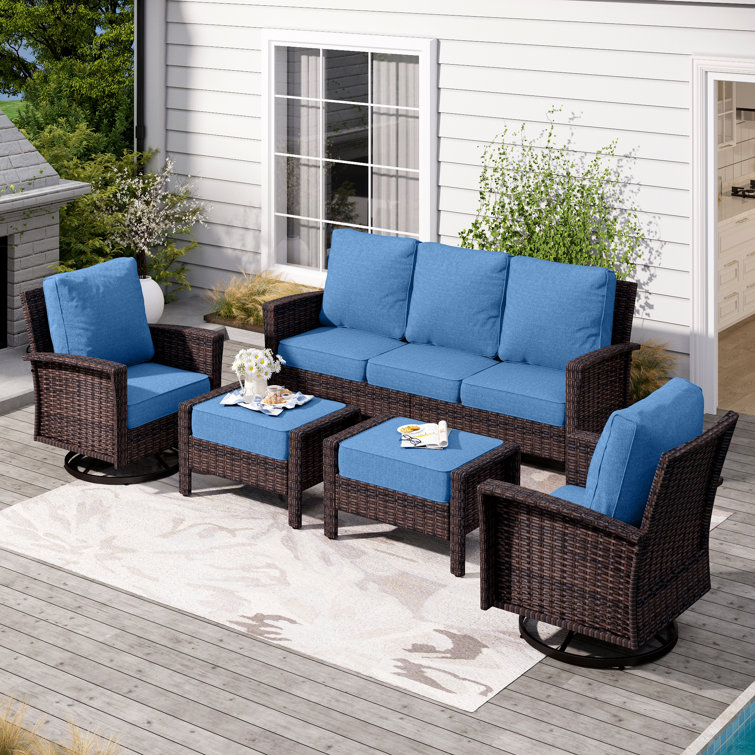 Nadilee Premium All-Weather Wicker 5 - Person Patio Conversation Sets with Cushions INCOMPLETE  SIMILAR 