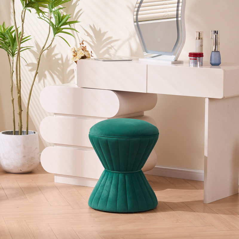black Konsta Tufted Accent Stool Vanity Ottoman
