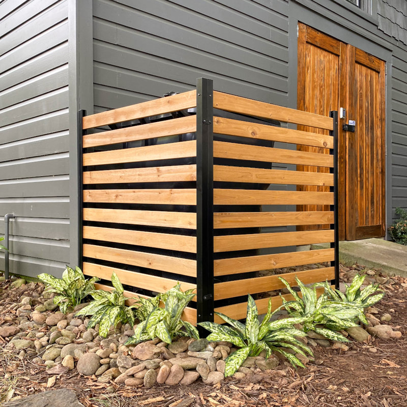 42in h x 38in w (2 panels) no dig enclo charleston cedar wood privacy screen, ideal outdoor privacy wall, pool equipment enclosure, trash can enclosures, air conditioner fence, ec18009