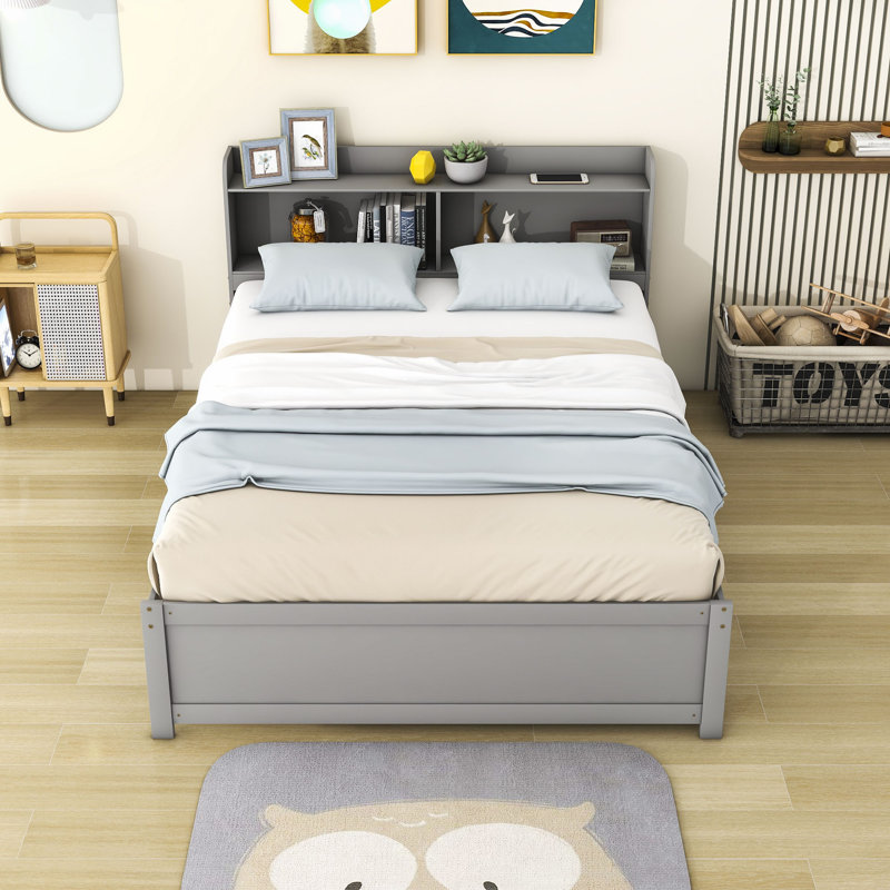 Full Size Platform Bed with Trundle and Storage Shelves
INCOMPLETE