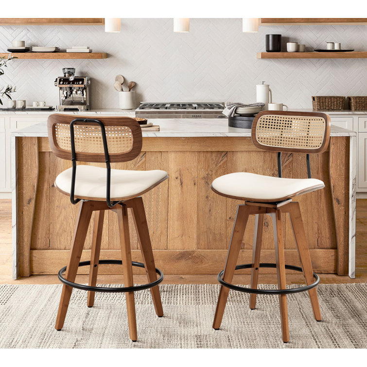 Sirine Swivel Vegan Leather Bar & Counter Stool (Set of 2)