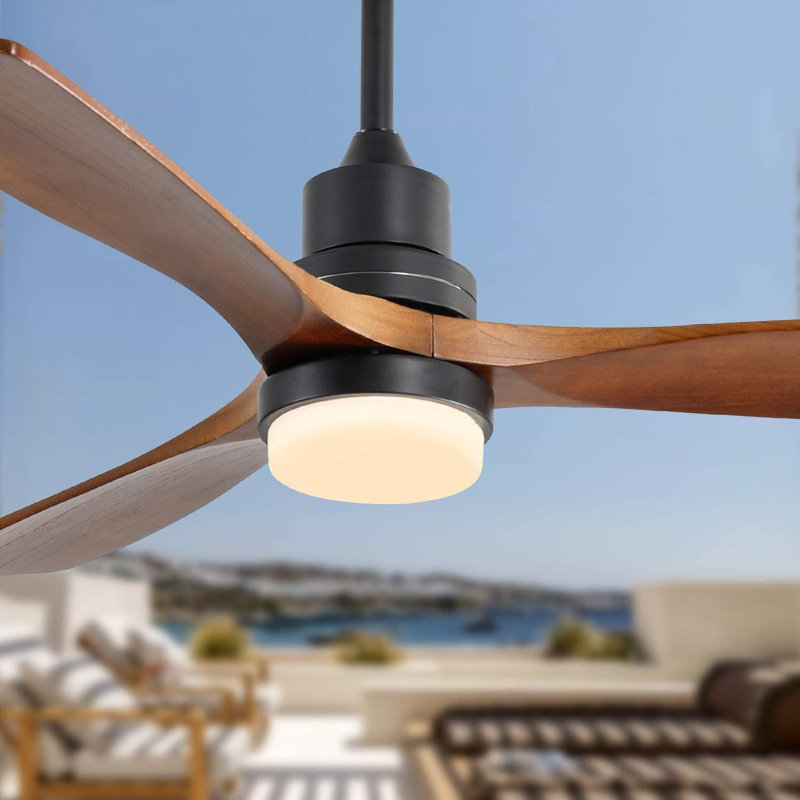 kemp 52" 3 - blade led modern classic ceiling fan with remote control and light kit included