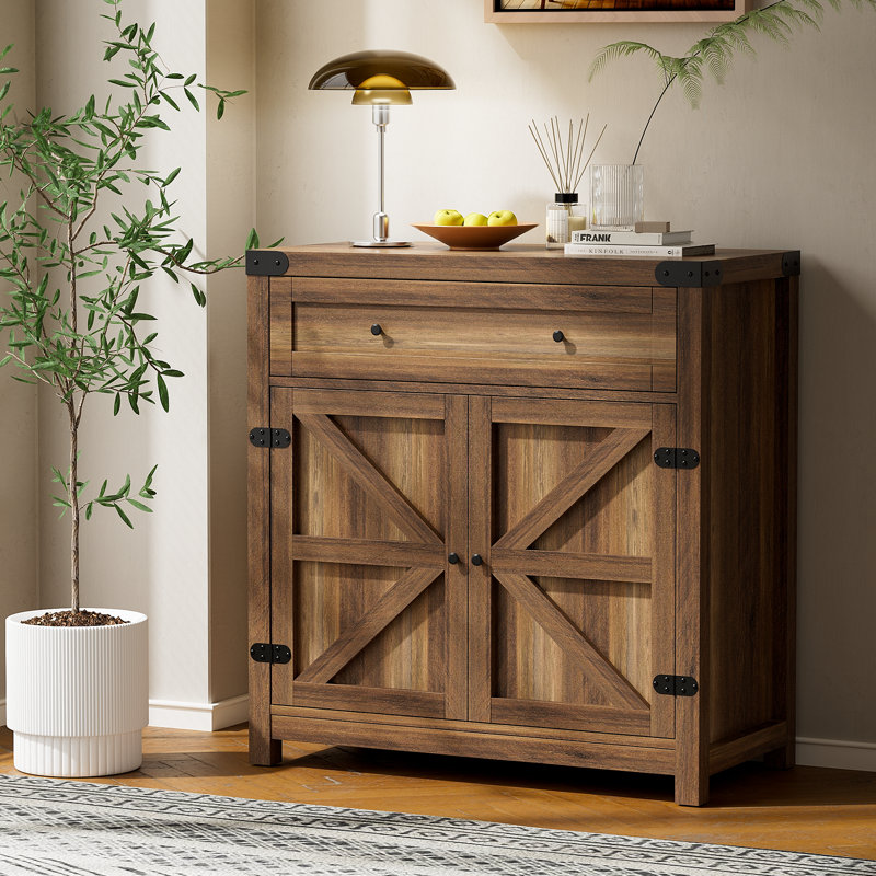 33" tall 2 - door accent cabinet with 1 drawer