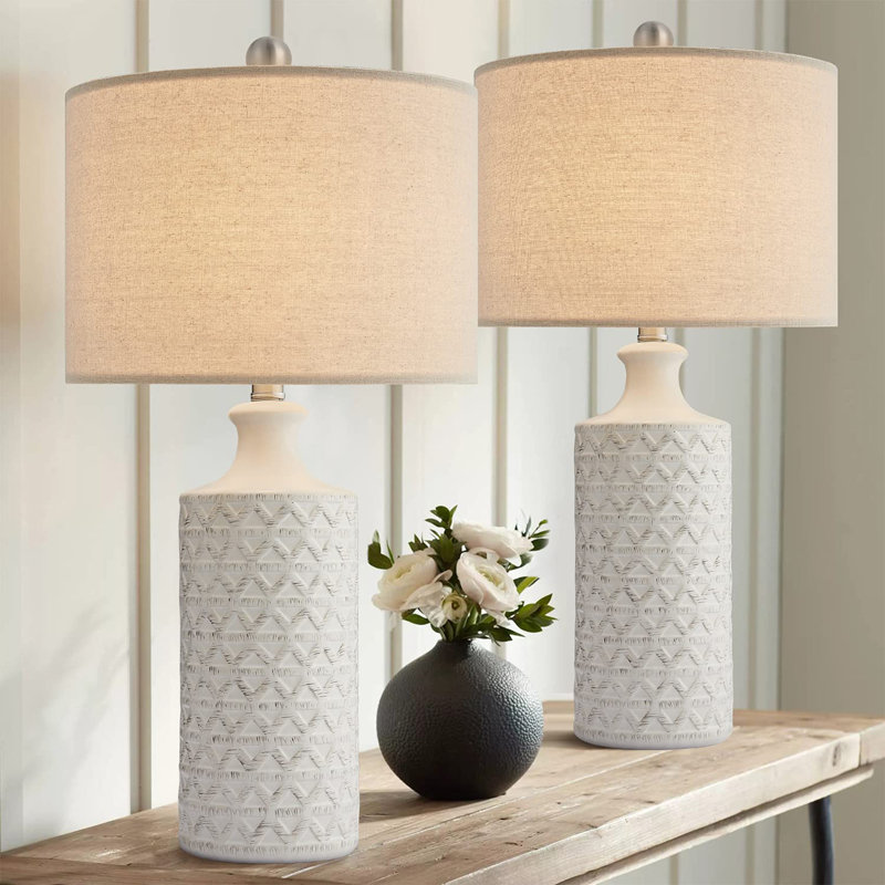 amarchand 24.75"modern ceramic lamp, for living room bedroom, bedside table (bulb not included) (set of 2)