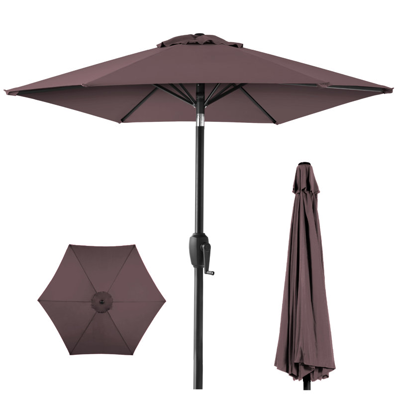 Keven 7.5ft Heavy-Duty Outdoor Market Patio Umbrella w/ Push Button Tilt, Easy Crank