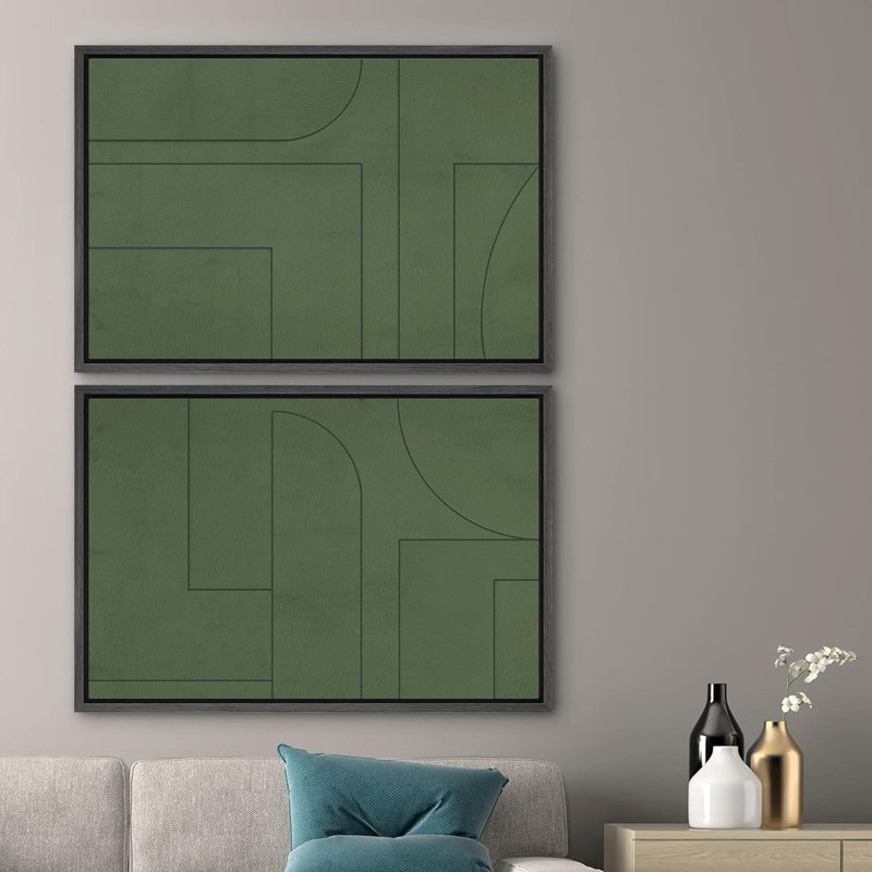 \" Emerald Green Mid-Century Modern Polygon \" 2 - Pieces INCOMPLETE 