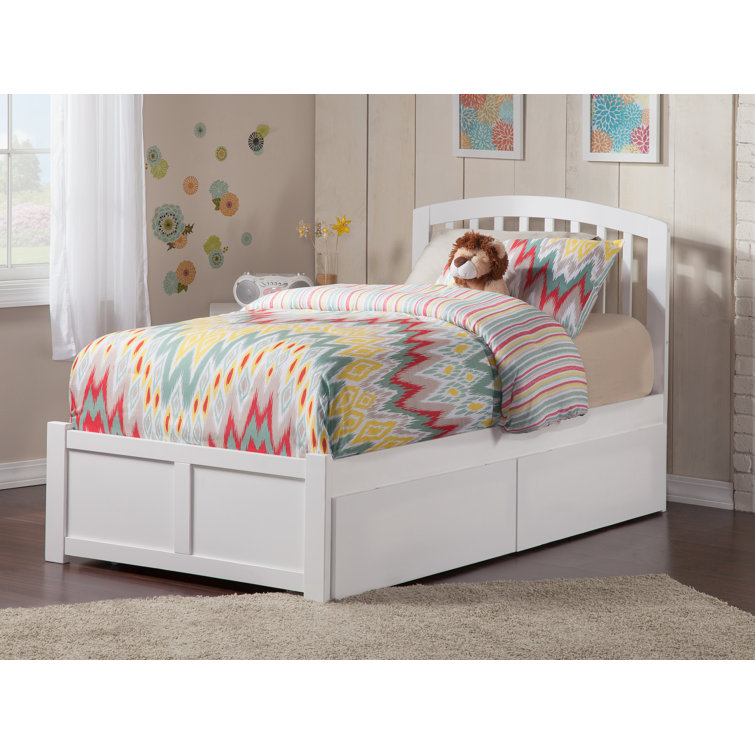 florio solid wood storage platform bed with footboard and under bed drawers