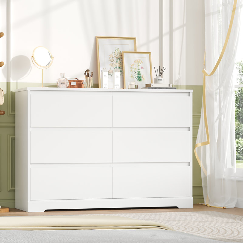 6 Drawer 47.2\" W Wood Modern Double Dresser SIMILAR STYLE 