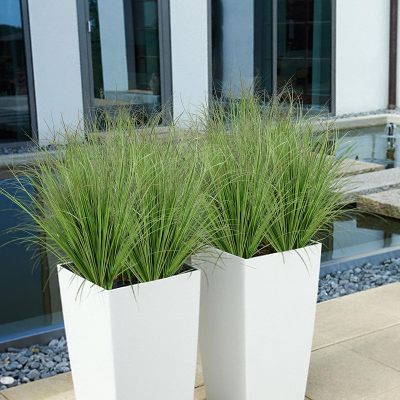 Artificial Grass Plants Outdoor 20 Bundles Fake Wheat Grass UV Resistant Faux Shrubs Bushes Plant Green Onion Grass Artificial Greenery Tall Stems For Indoor Outdoor INCOMPLETE 