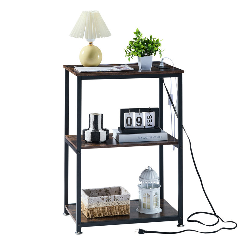 Ortha 3-Tier End Table With Charging Station, Narrow Side Table With USB Ports And Outlet For Living Room Bedroom INCOMPLETE- similar item