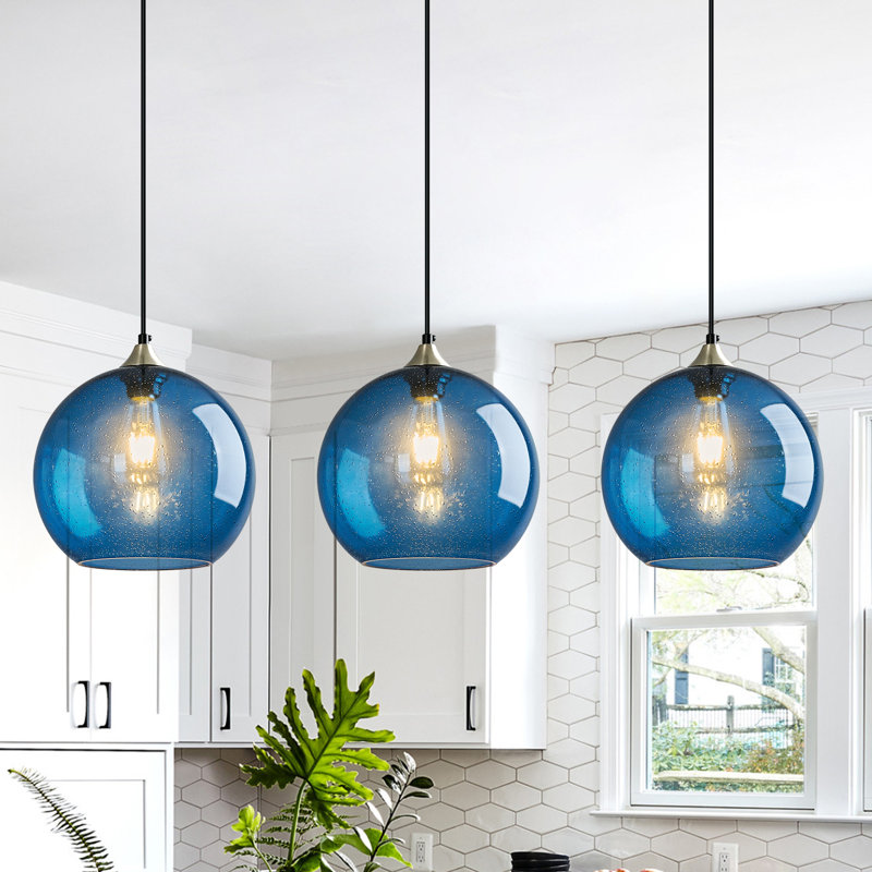 Charolyn 3 - Light Single Pendant Light Globe Pendant Light Fixtures Glass Pendant Lights Kitchen Island Lighting