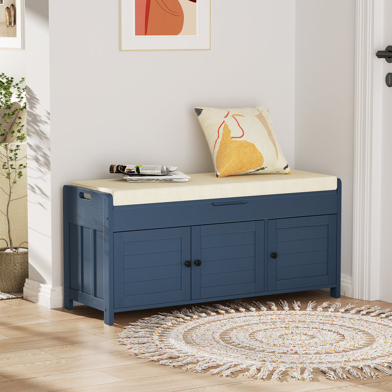 43.5\" entryway bench with hidden shoe storage and cushion
incomplete 