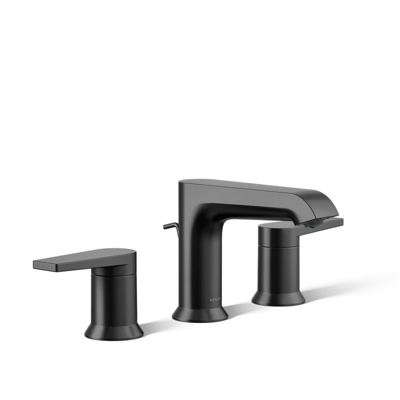 Incomplete - Kohler Hint Widespread Bathroom Faucet with Pop-Up Drain Assembly, 3 Hole 2-Handle Bathroom Sink Faucet, 1.2 gpm K-97093-4-BL