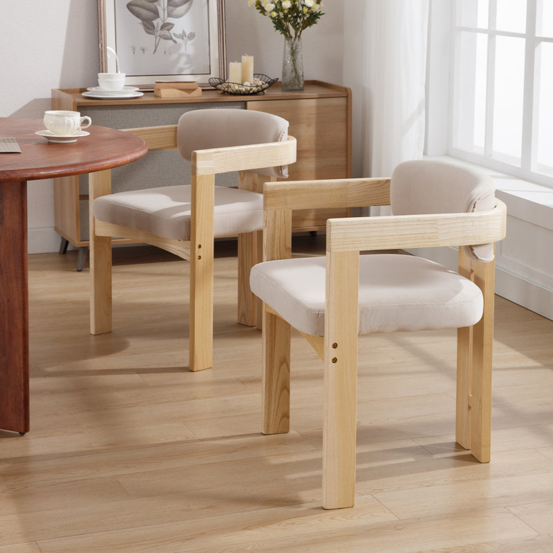 farmhouse dining chairs upholstered kitchen chair wooden barrel side chair with arm for dining/living room/bedroom/restaurant (set of 2)
incomplete 
