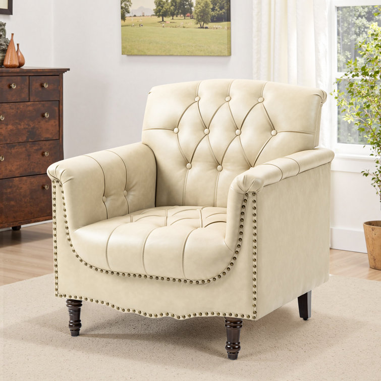 Enoks Tufted Leather Armchair INCOMPLETE 