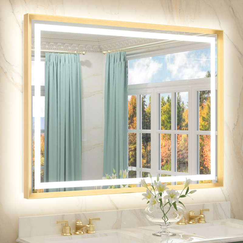 Super Bright Bathroom Vanity Mirror, LED Lighted Mirror with Frontlit & Backlit, 3 Color Temperature, 50000h Lifespan, Tempered Glass, Beveled Aluminum Alloy Frame INCOMPLETE 