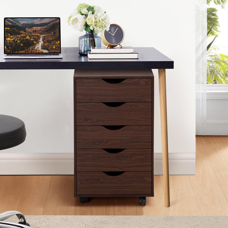 Incomplete Bucherie Elegant 5-Drawer Decorative Filing Cabinet on Wheels – Durable Lateral Wood File Cabinet for Streamlined Office Storage and Enhanced Organization