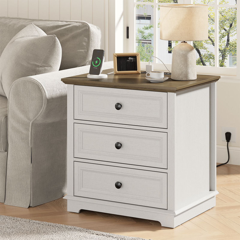 Beattie 3-Drawer End Tables with Storage and Built-in Outlets,Side Table SIMILAR NOT ACTUAL ITEM  INCOMPLETE 
